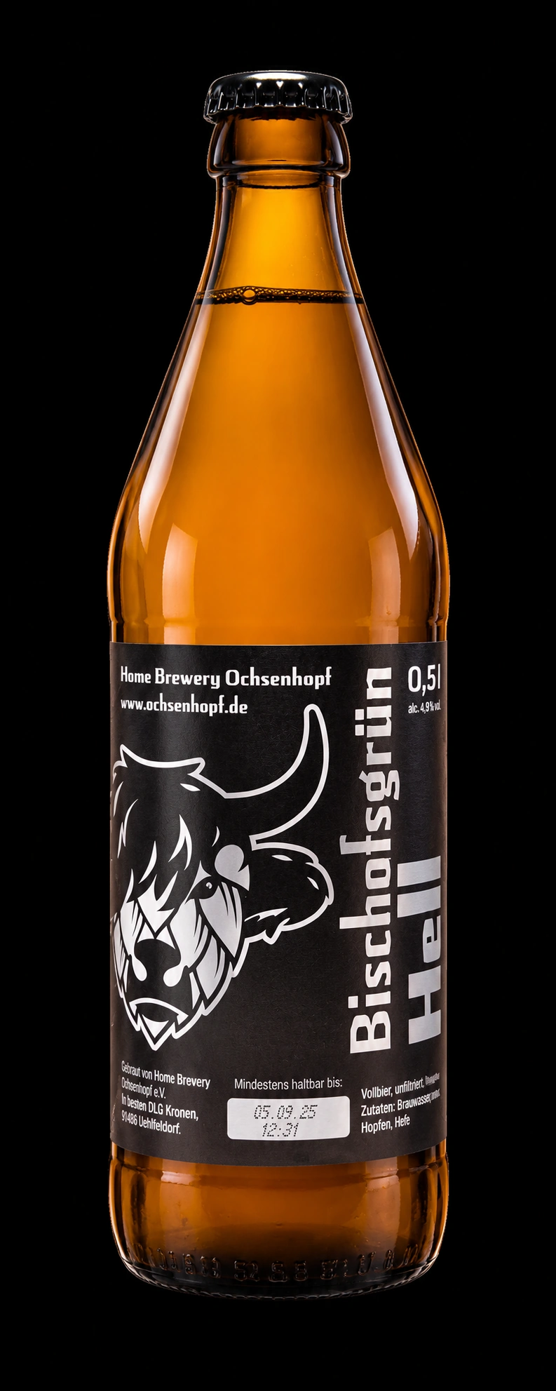 Bischofsgrün Hell in der braunen 0,5-Liter-Flasche mit schwarzem Etikett